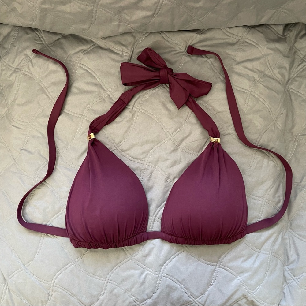 LAUREN by Ralph Lauren Beach Club Solids Molded Cup Halter Top (Maroon, 10)